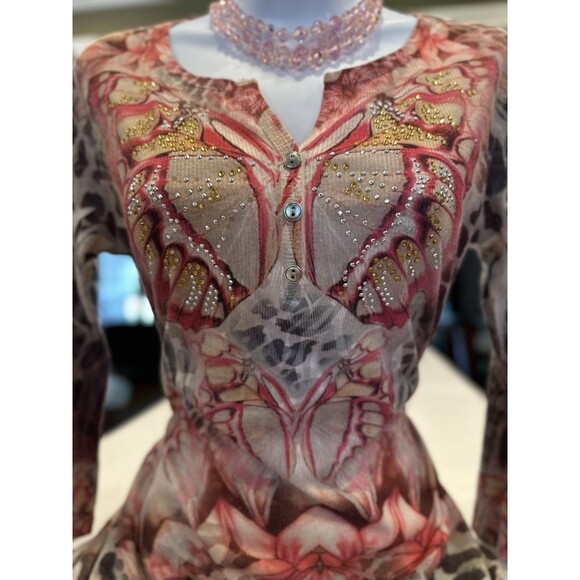 Y2k Whimsical fairy STYLE & CO Butterfly Embellished Fairycore Top Ribbed PM - Picture 2 of 16